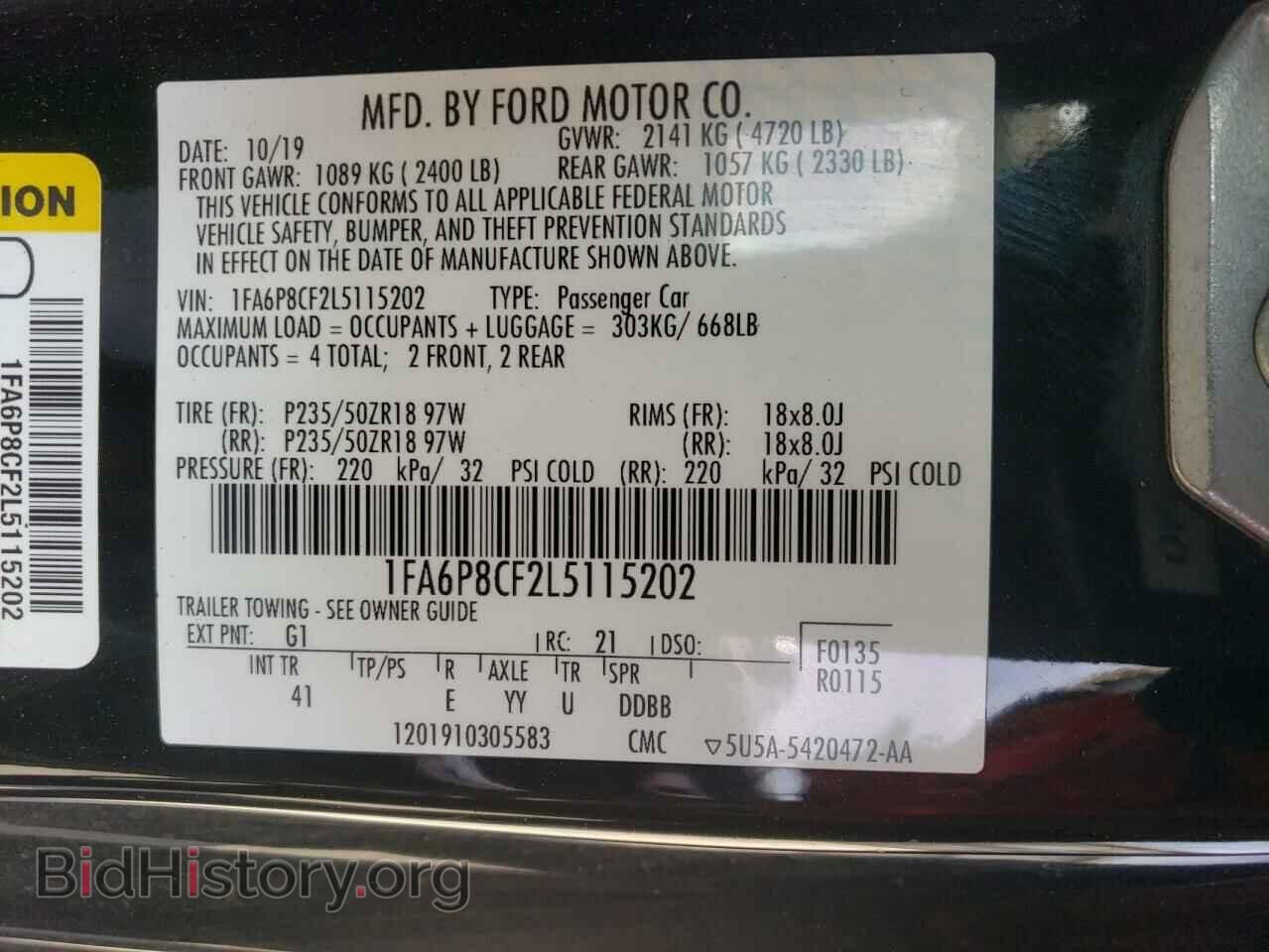 2020 FORD MUSTANG - VIN: 1FA6P8CF2L5115202 - Фото 10