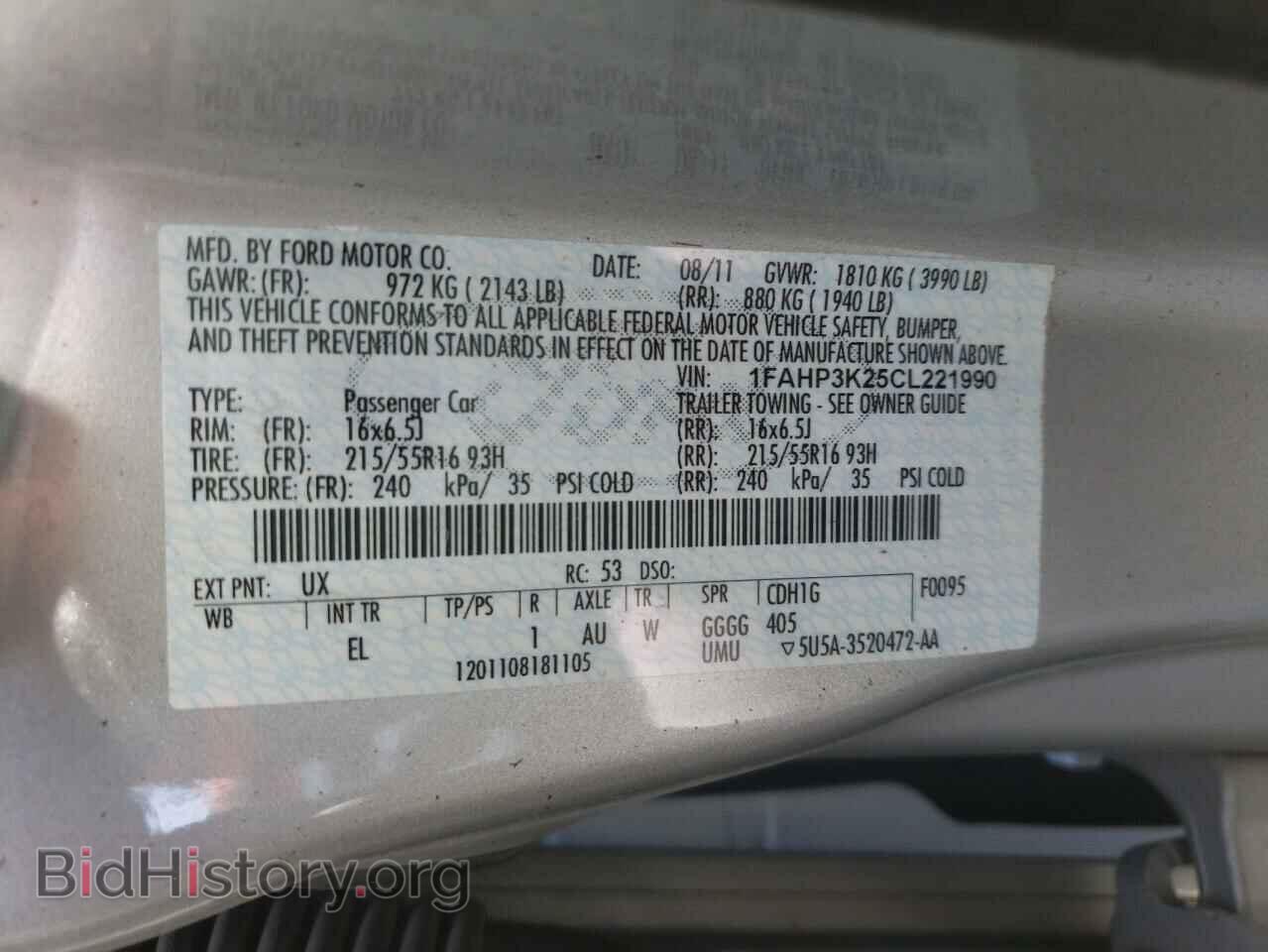 2012 FORD FOCUS - VIN: 1FAHP3K25CL221990 - Фото 10