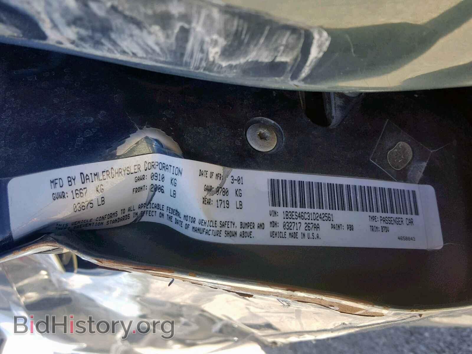 2001 DODGE NEON - VIN: 1B3ES46C31D242561 - Фото 10
