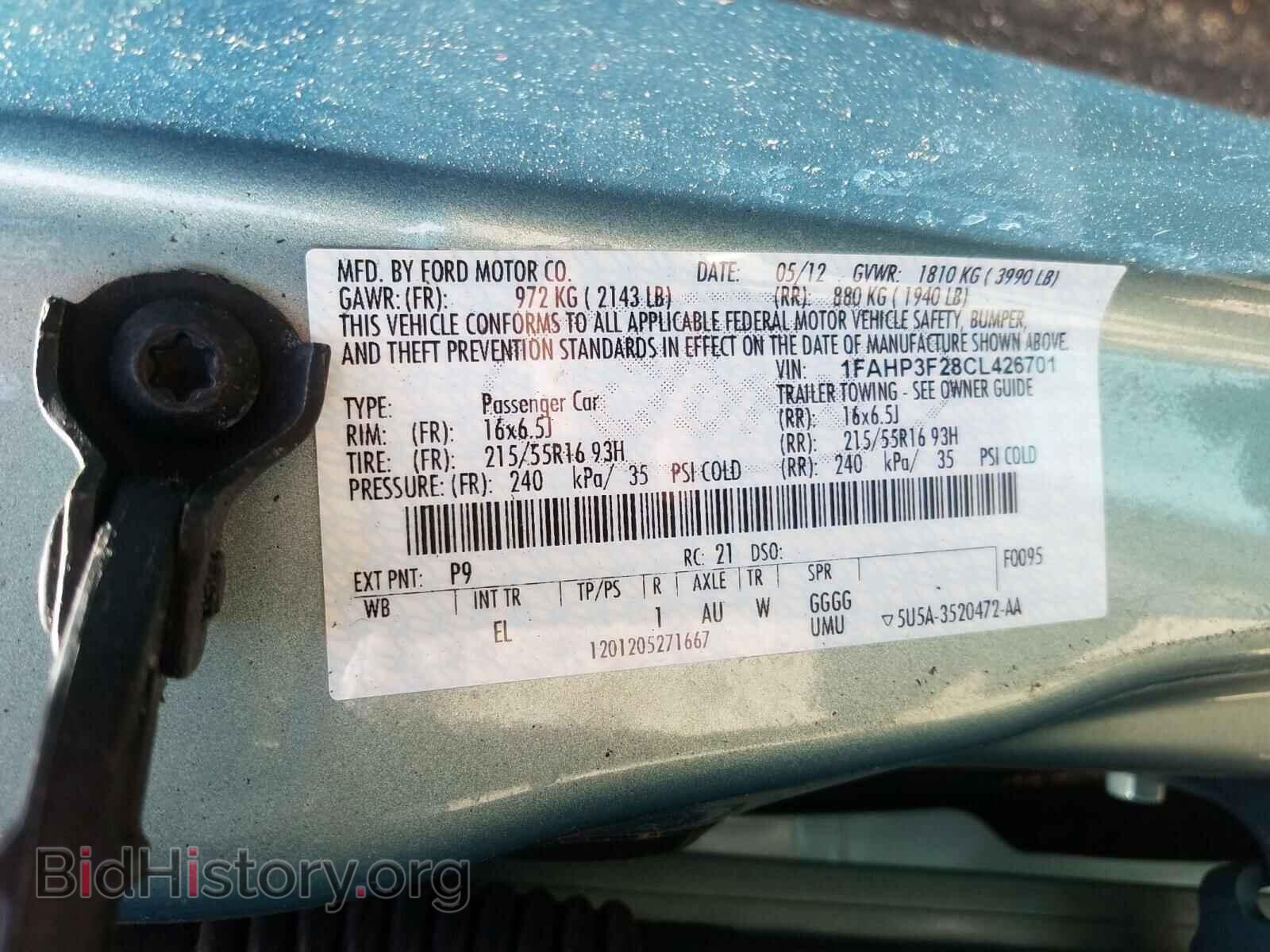 2012 FORD FOCUS - VIN: 1FAHP3F28CL426701 - Фото 10