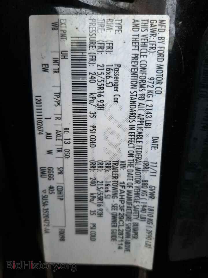 2012 FORD FOCUS - VIN: 1FAHP3F29CL287114 - Фото 12