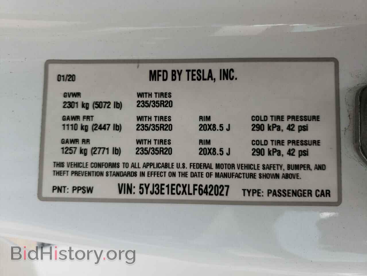 2020 TESLA MODEL 3 - VIN: 5YJ3E1ECXLF642027 - Фото 10
