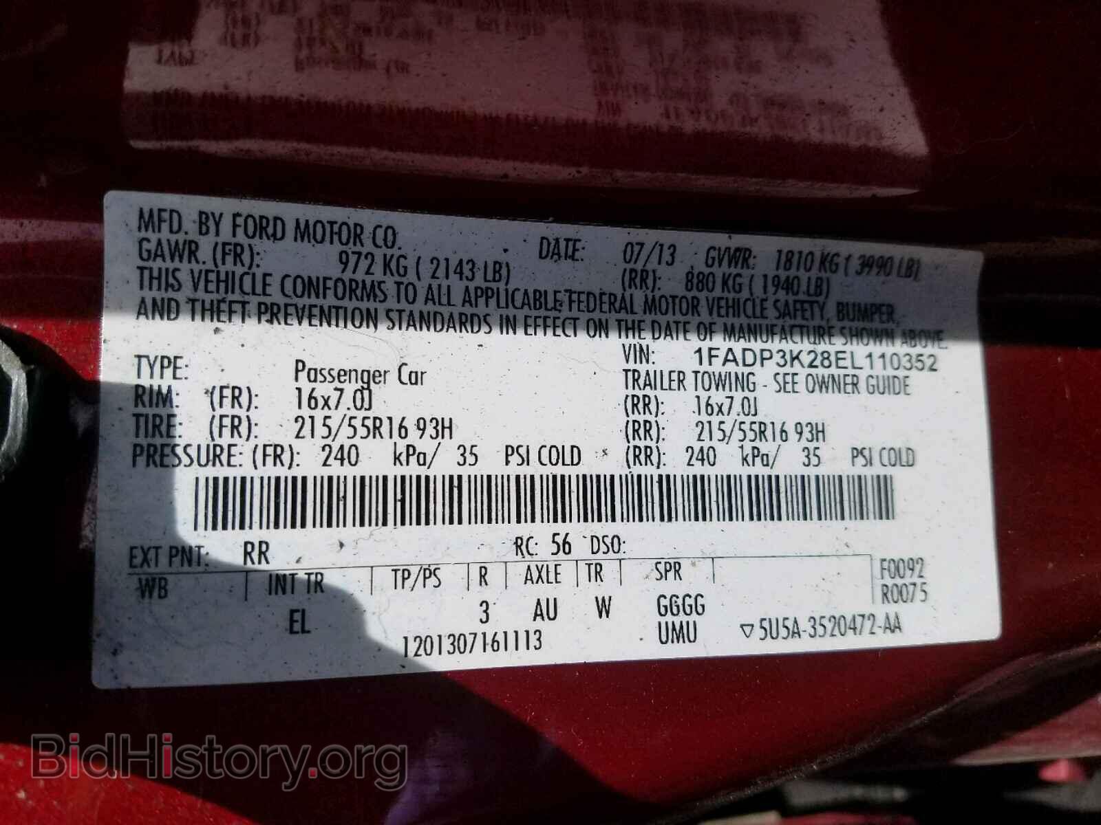 2014 FORD FOCUS SE - VIN: 1FADP3K28EL110352 - Фото 10