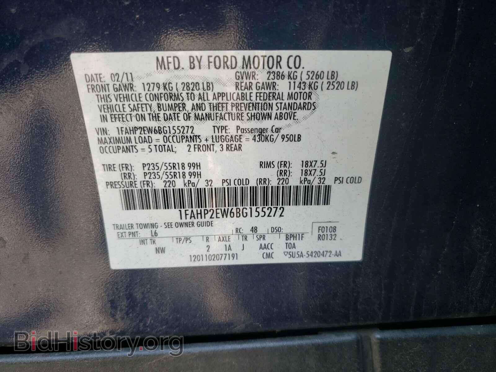 2011 FORD TAURUS - VIN: 1FAHP2EW6BG155272 - Фото 10