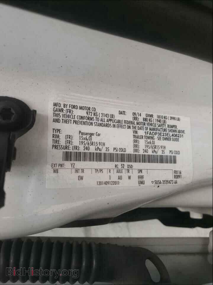 2014 FORD FOCUS - VIN: 1FADP3E23EL406231 - Фото 10