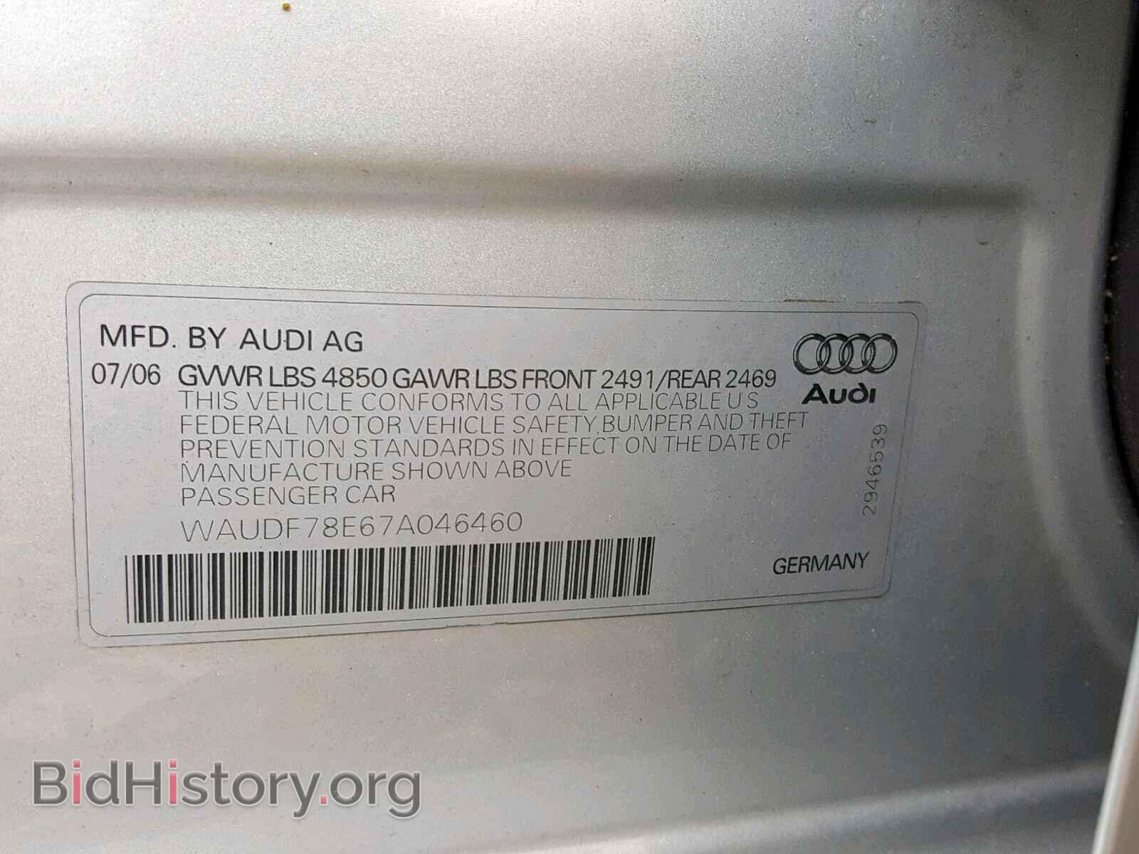 2007 AUDI A4 - VIN: WAUDF78E67A046460 - Фото 10
