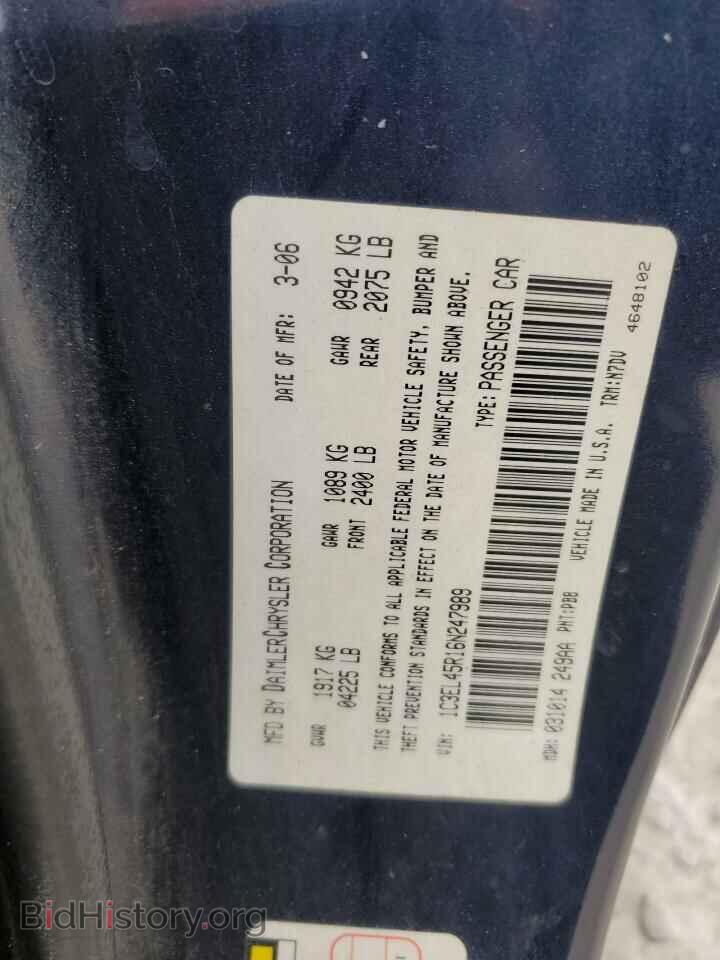 2006 CHRYSLER SEBRING - VIN: 1C3EL45R16N247989 - Фото 12