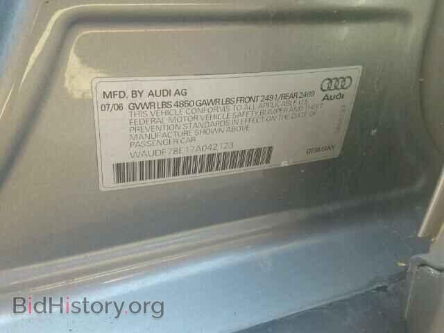 2007 AUDI A4 - VIN: WAUDF78E17A042123 - Фото 10