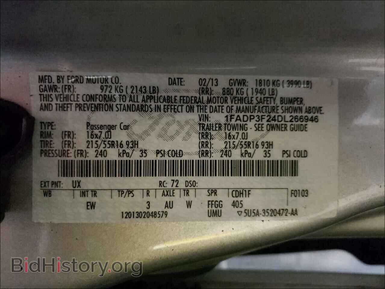 2013 FORD FOCUS - VIN: 1FADP3F24DL266946 - Фото 10
