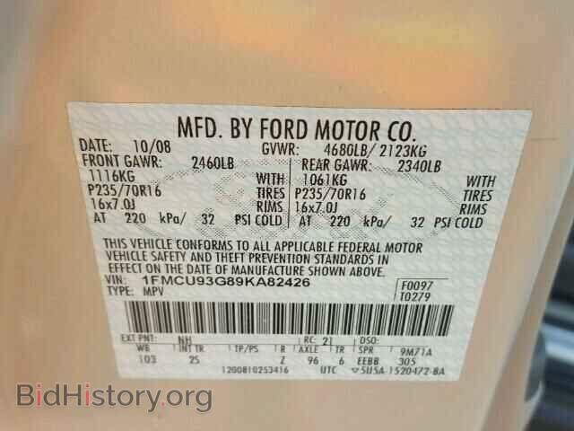 2009 FORD ESCAPE - VIN: 1FMCU93G89KA82426 - Фото 10