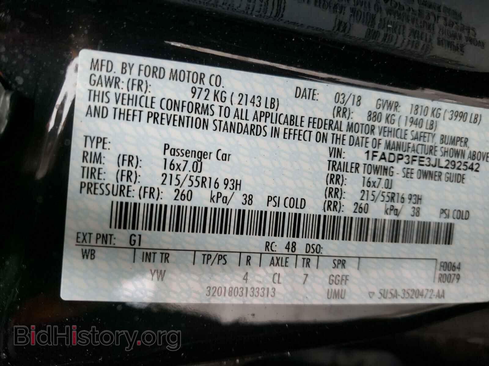 2018 FORD FOCUS - VIN: 1FADP3FE3JL292542 - Фото 10