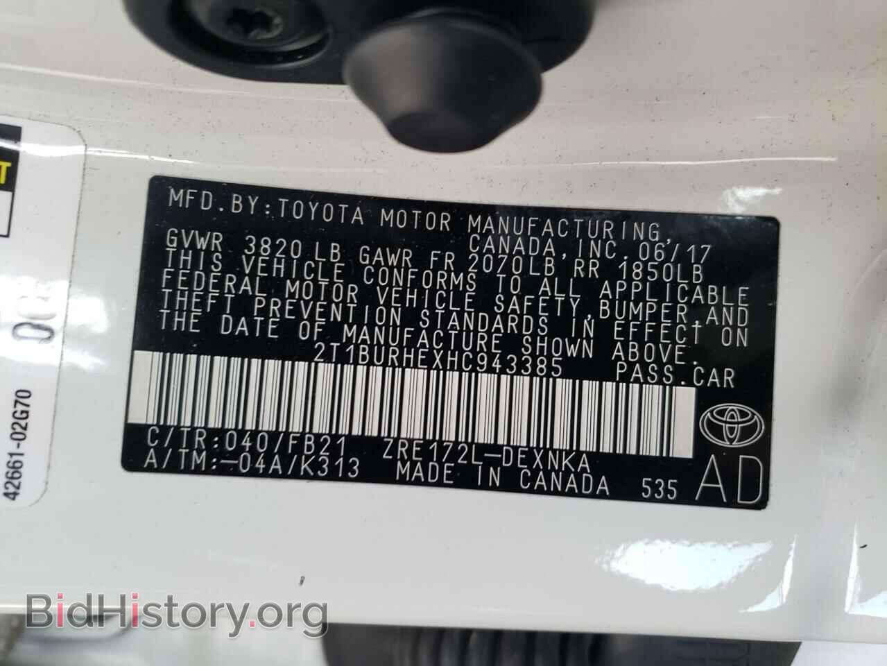2017 TOYOTA COROLLA - VIN: 2T1BURHEXHC943385 - Фото 13