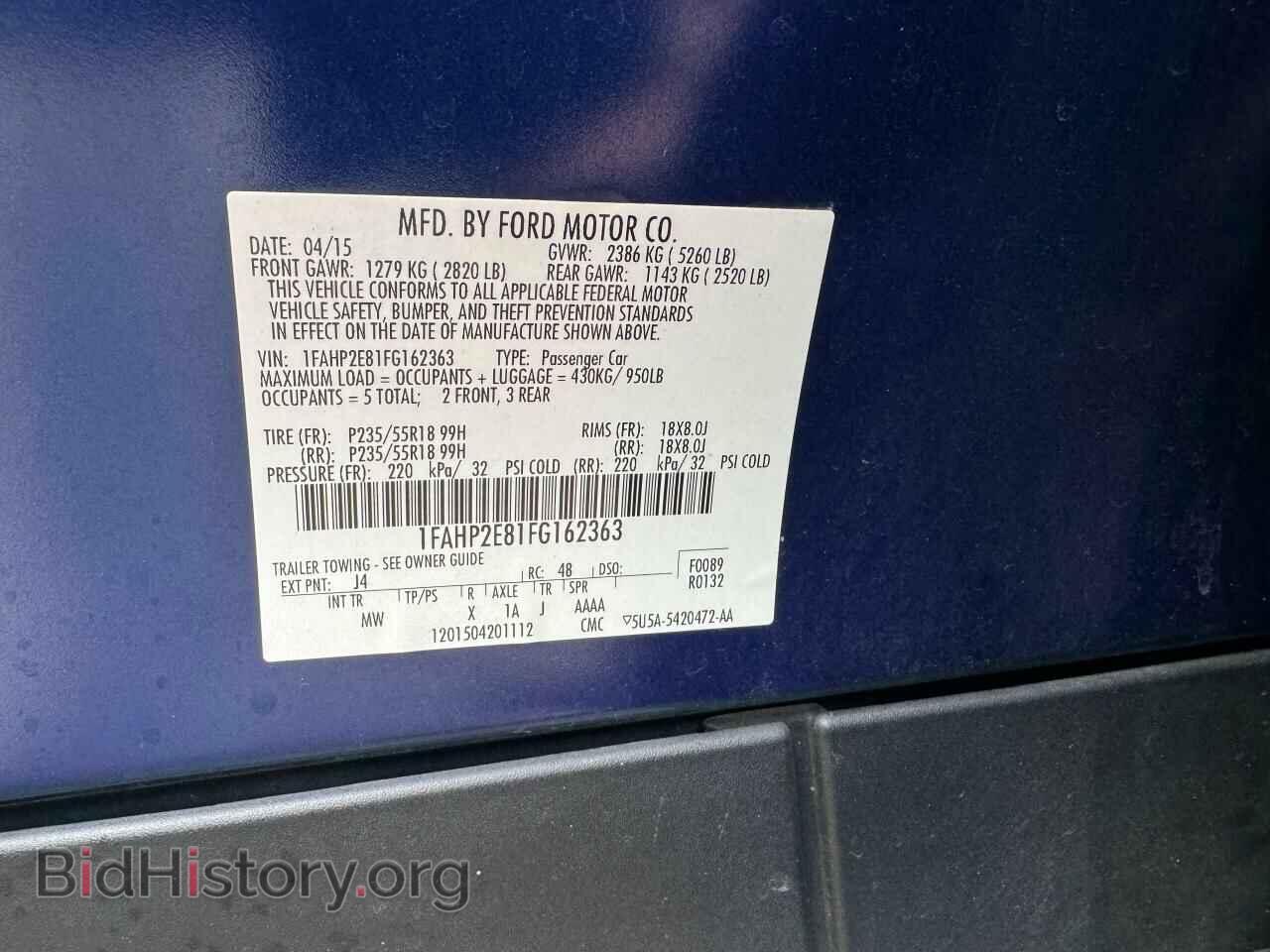 2015 FORD TAURUS - VIN: 1FAHP2E81FG162363 - Фото 10