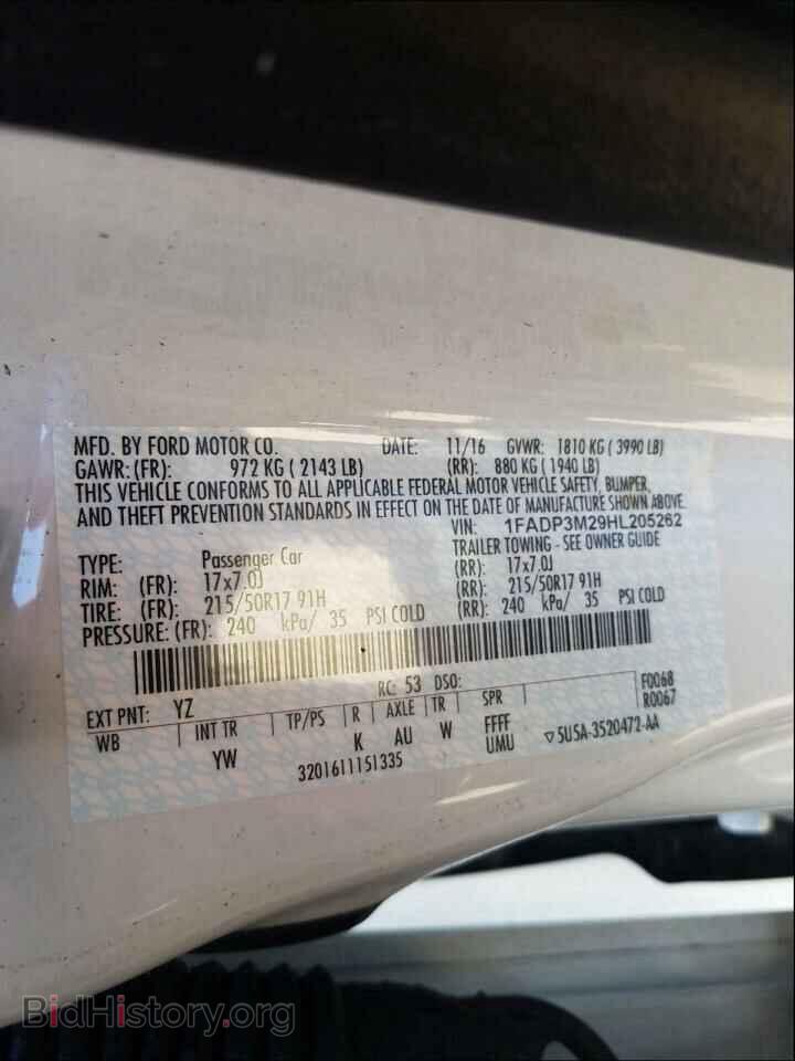 2017 FORD FOCUS - VIN: 1FADP3M29HL205262 - Фото 10