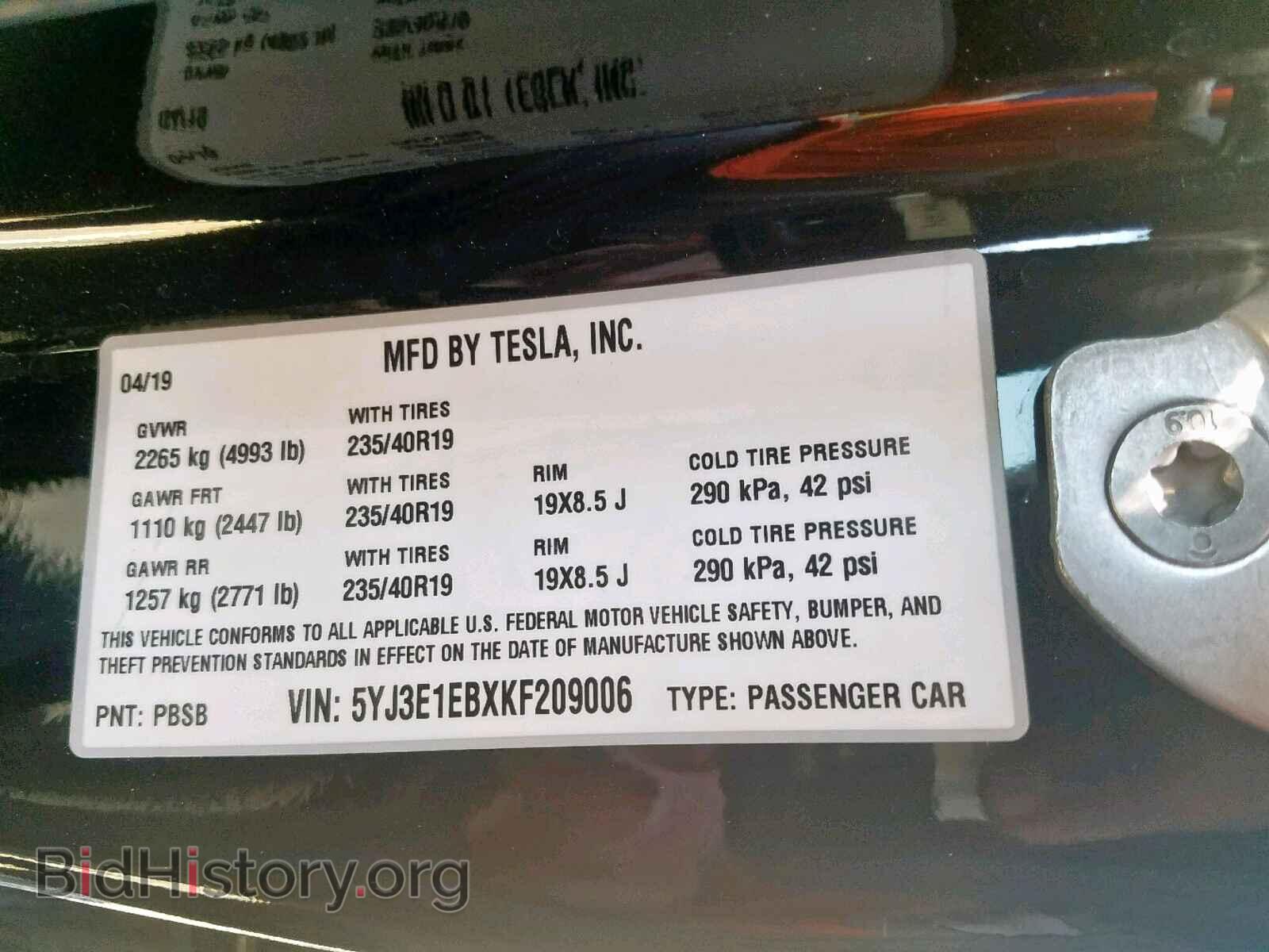 2019 TESLA MODEL 3 - VIN: 5YJ3E1EBXKF209006 - Фото 10