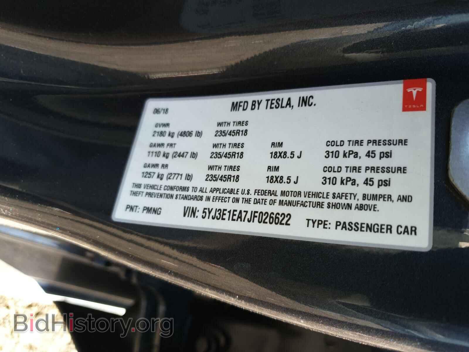 2018 TESLA MODEL 3 - VIN: 5YJ3E1EA7JF026622 - Photo 10