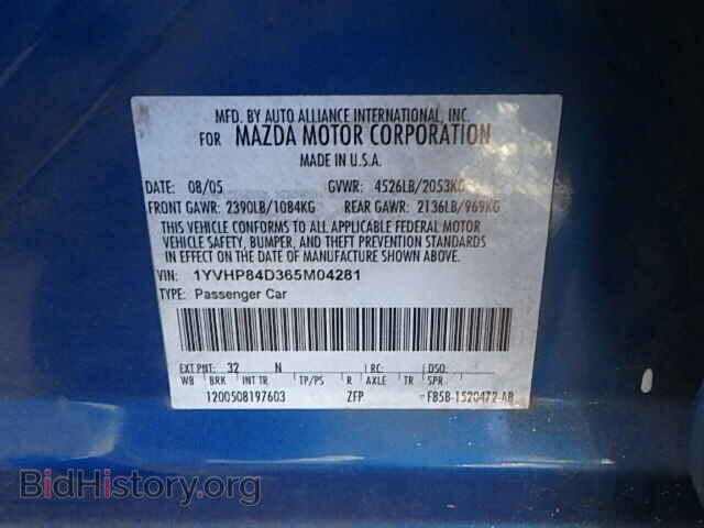 2006 MAZDA 6 - VIN: 1YVHP84D365M04281 - Фото 9