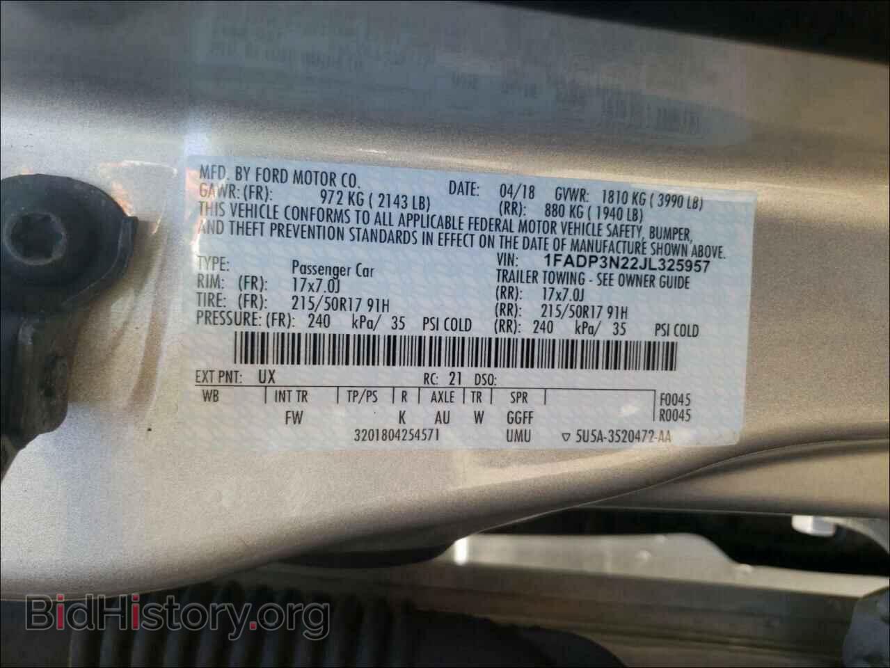 2018 FORD FOCUS - VIN: 1FADP3N22JL325957 - Фото 10