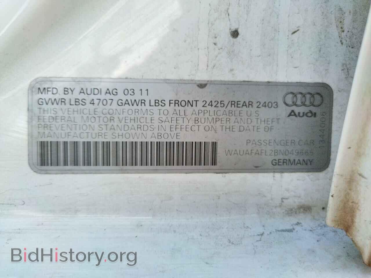 2011 AUDI A4 - VIN: WAUAFAFL2BN049665 - Фото 10