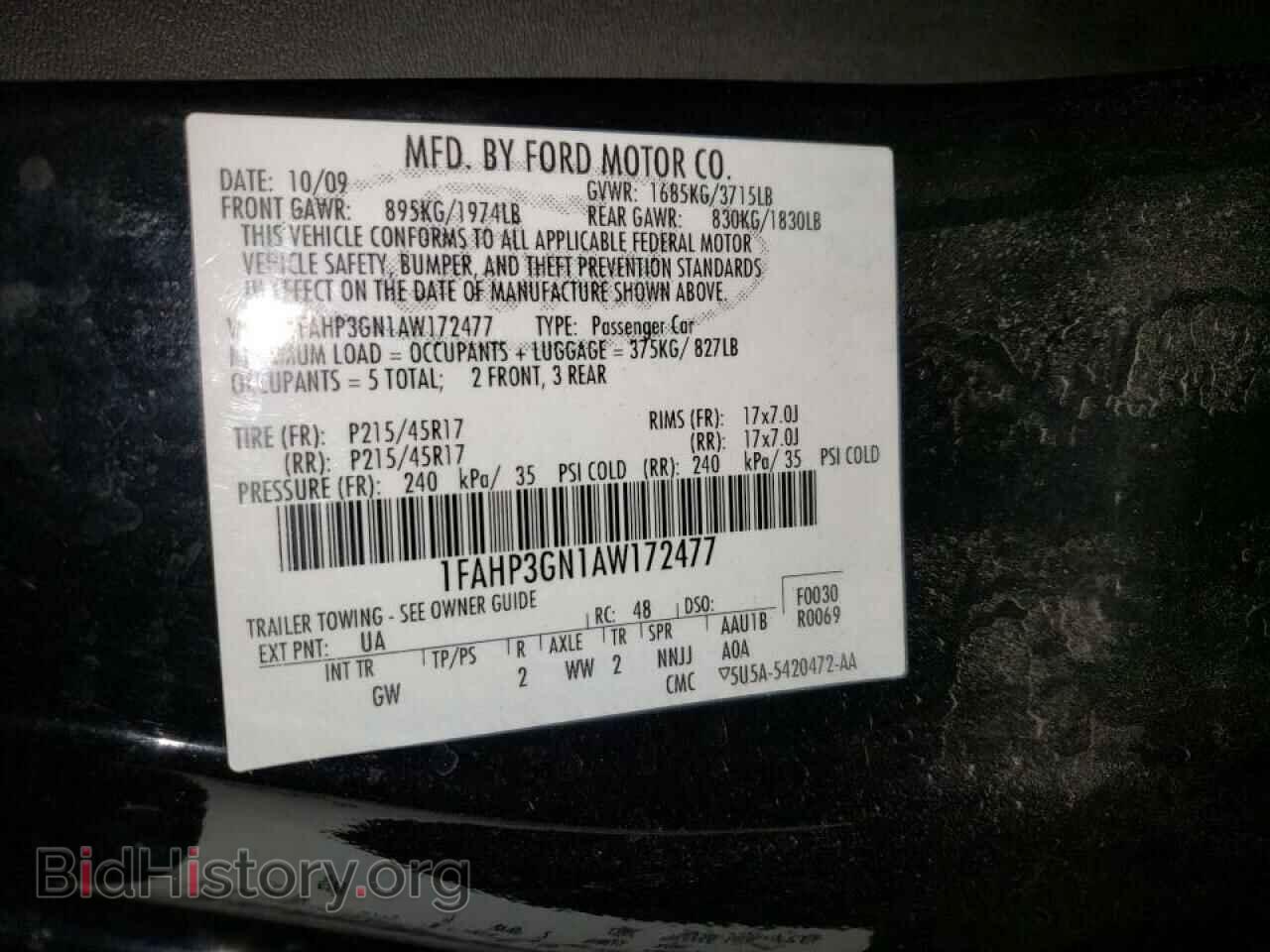 2010 FORD FOCUS - VIN: 1FAHP3GN1AW172477 - Фото 10