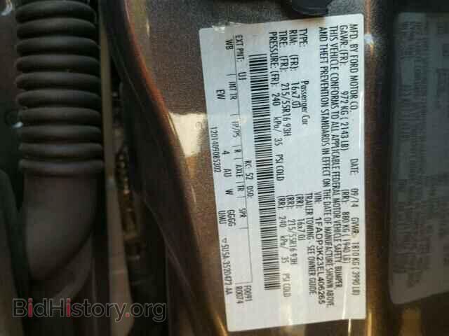 2014 FORD FOCUS - VIN: 1FADP3K23EL406265 - Фото 10