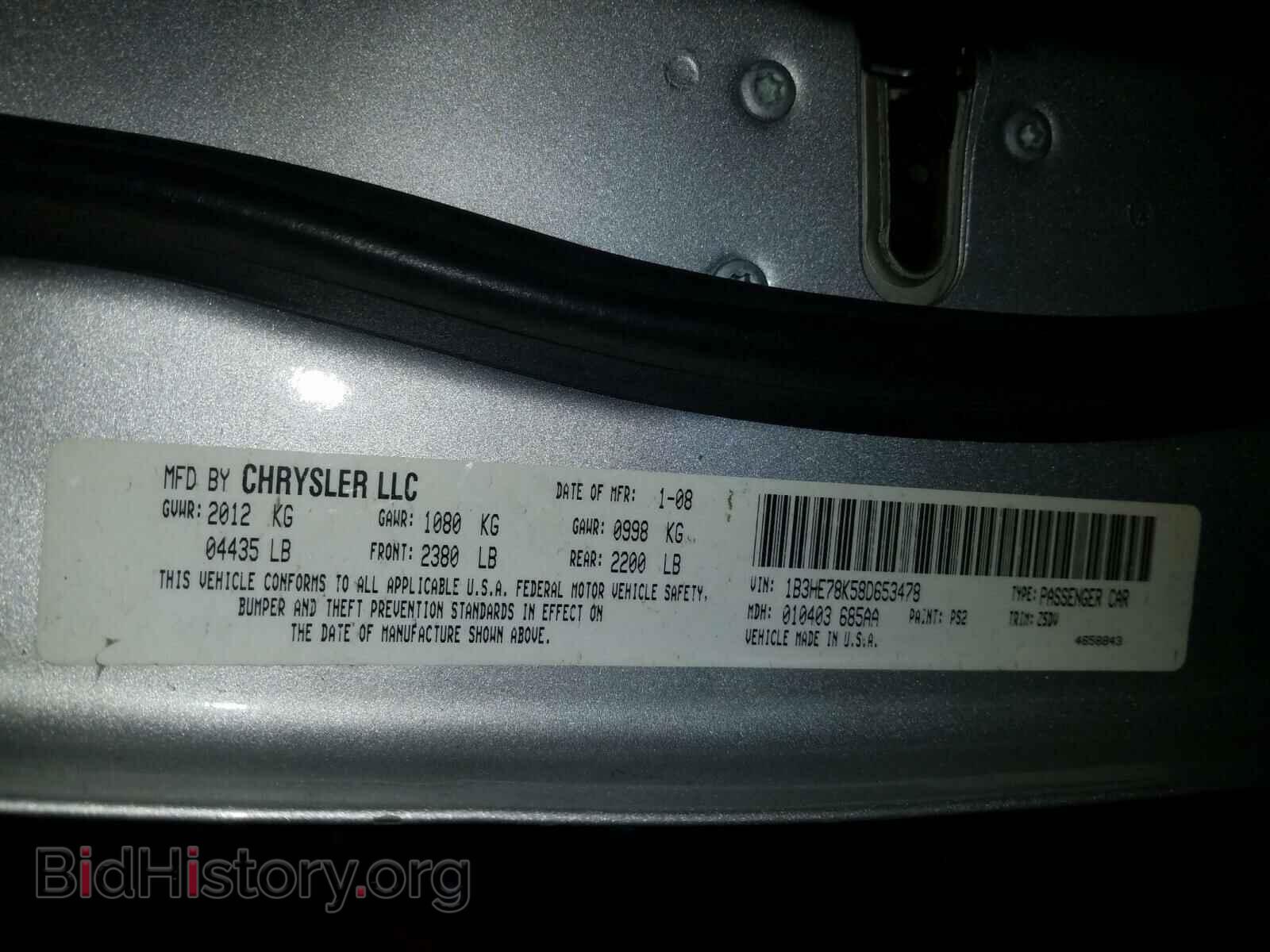 2008 DODGE CALIBER - VIN: 1B3HE78K58D653478 - Photo 10