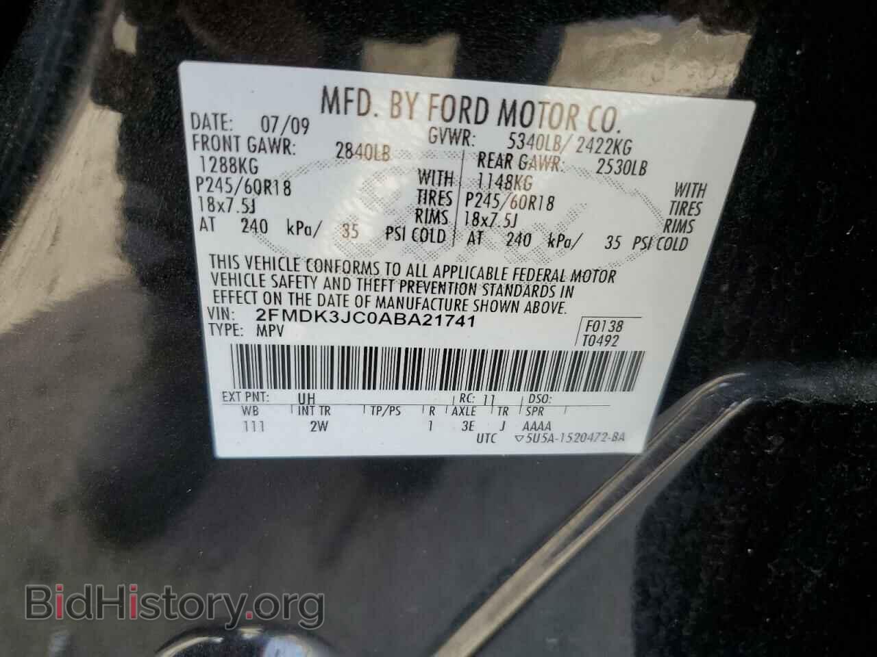 2010 FORD EDGE - VIN: 2FMDK3JC0ABA21741 - Фото 13
