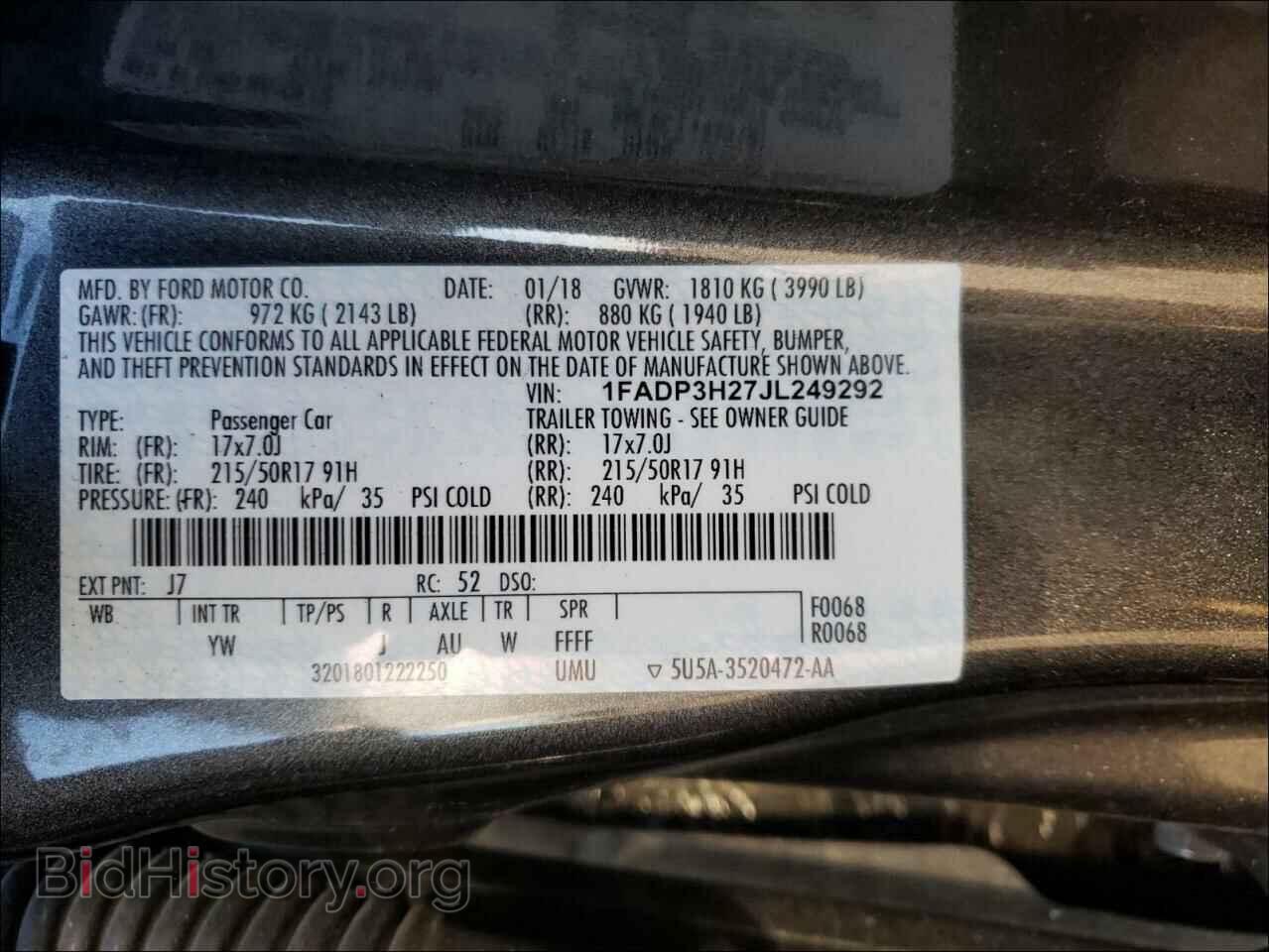 2018 FORD FOCUS - VIN: 1FADP3H27JL249292 - Фото 10