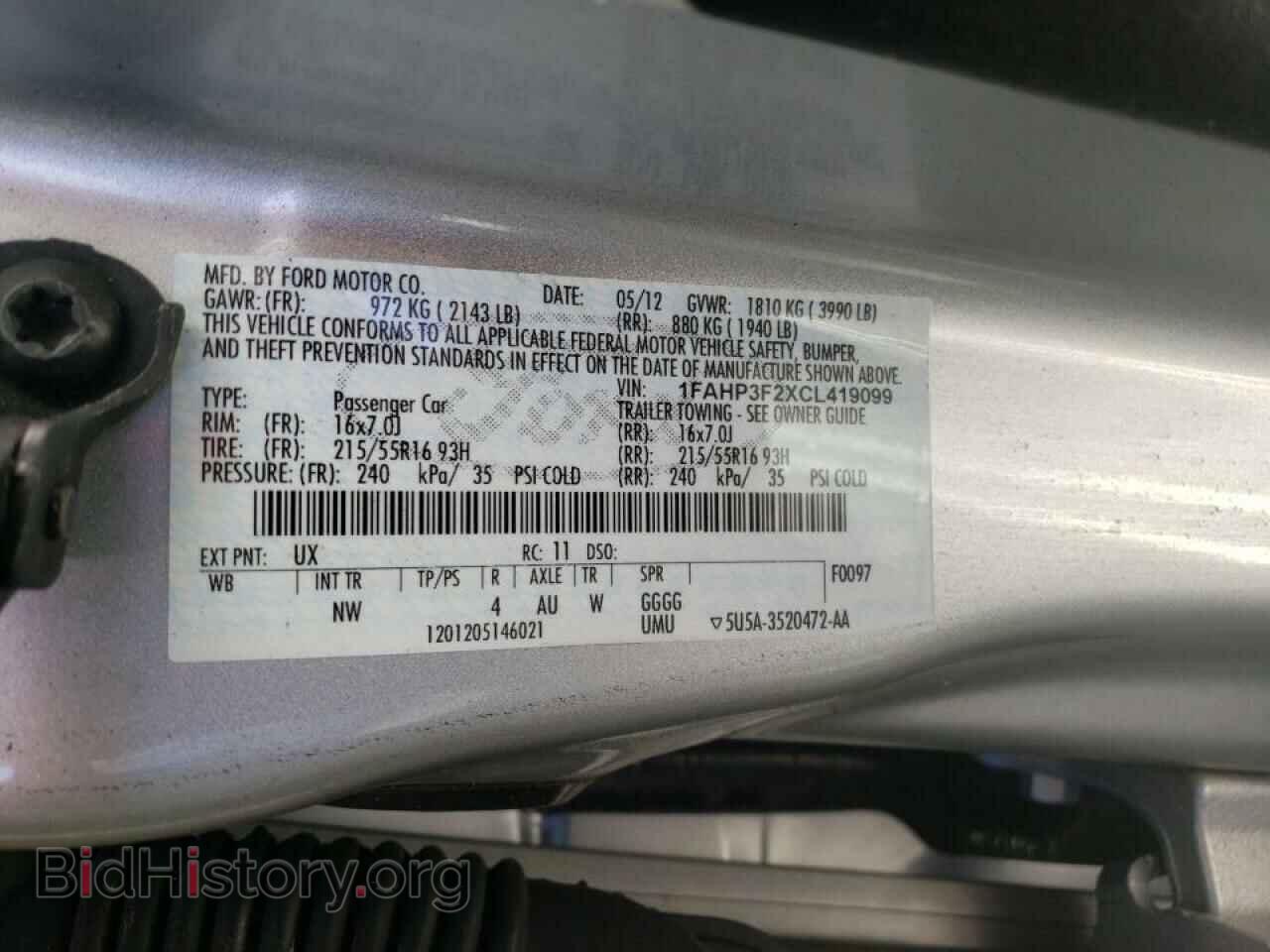 2012 FORD FOCUS - VIN: 1FAHP3F2XCL419099 - Photo 12