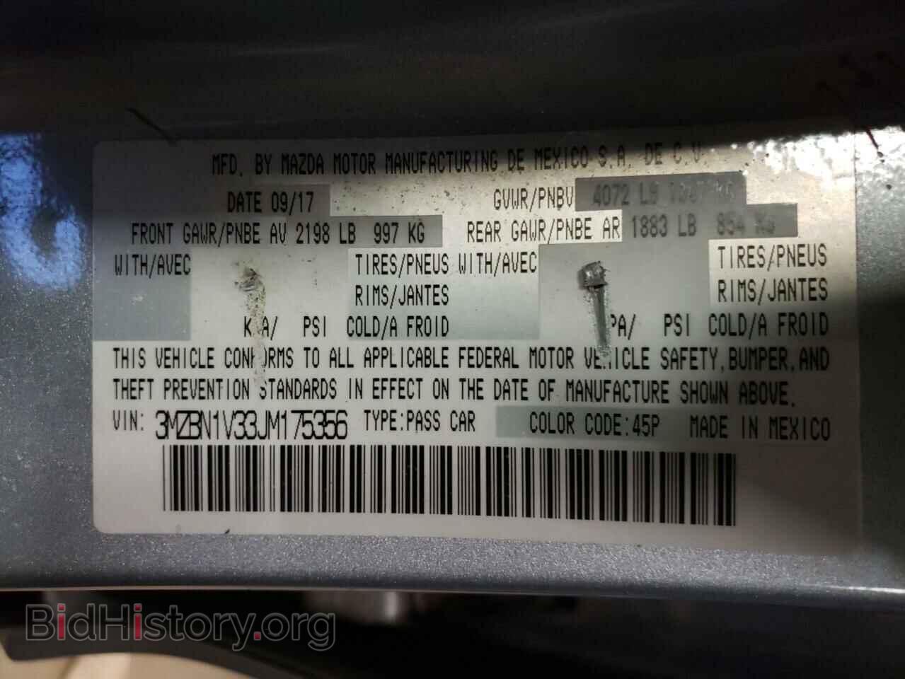 2018 MAZDA 3 - VIN: 3MZBN1V33JM175356 - Фото 10