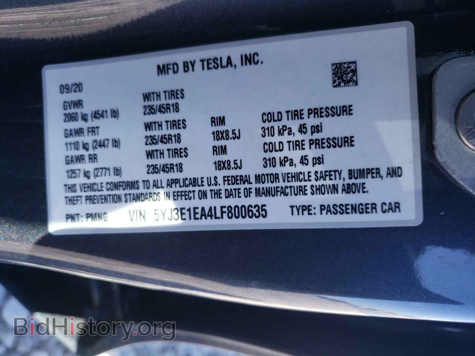 2020 TESLA MODEL 3 - VIN: 5YJ3E1EA4LF800635 - Photo 10