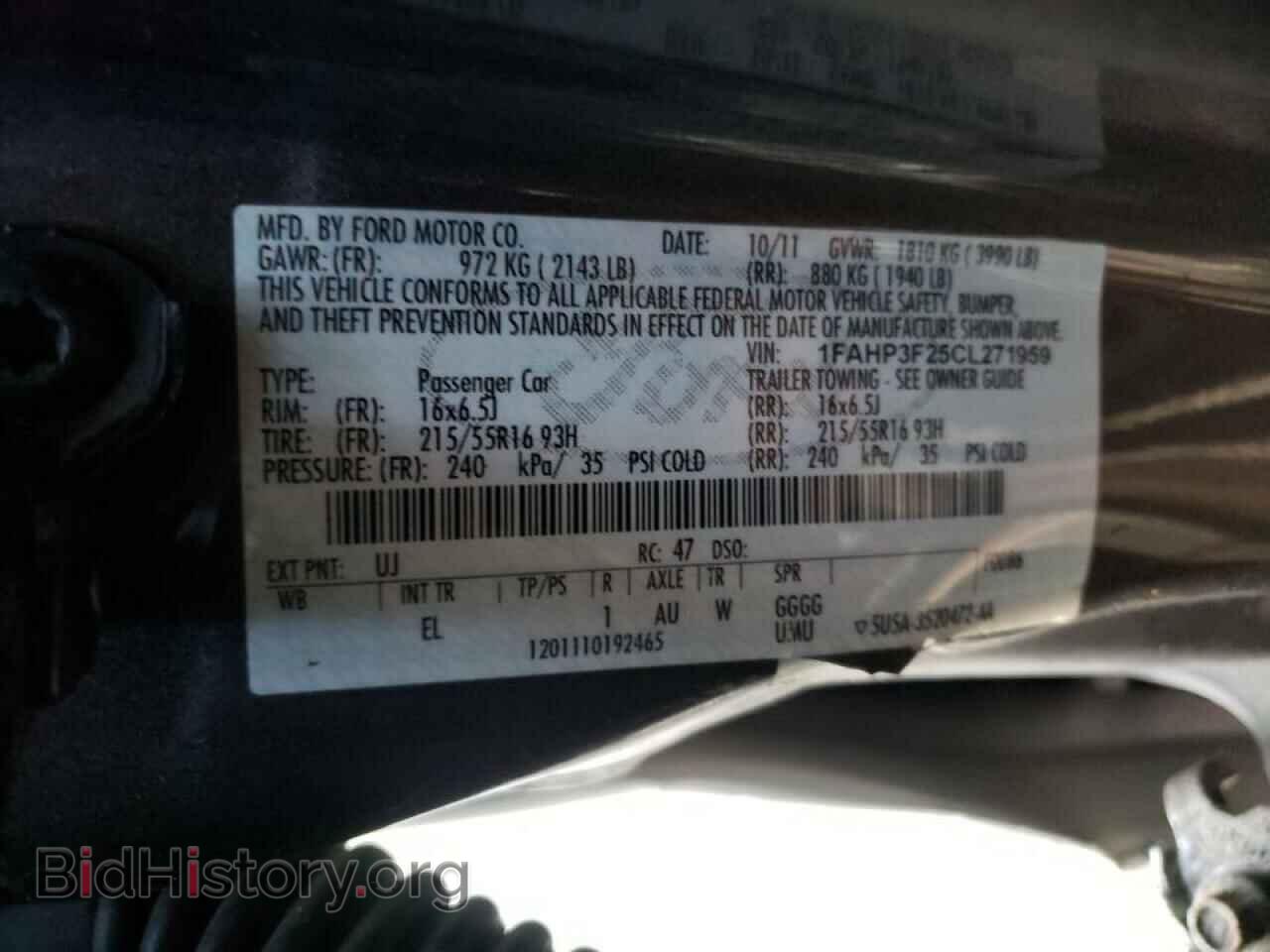 2012 FORD FOCUS - VIN: 1FAHP3F25CL271959 - Фото 10