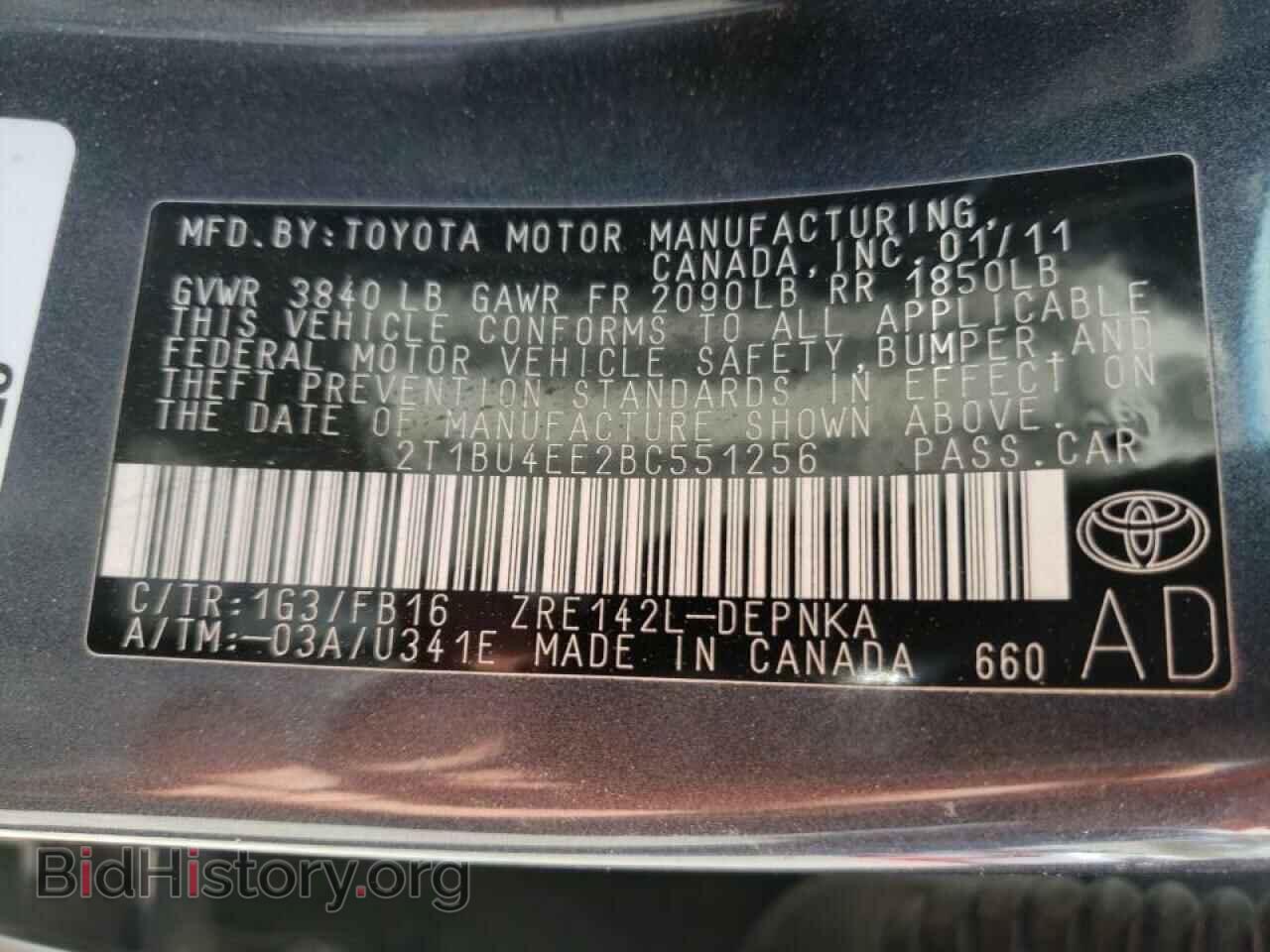 2011 TOYOTA COROLLA - VIN: 2T1BU4EE2BC551256 - Фото 10