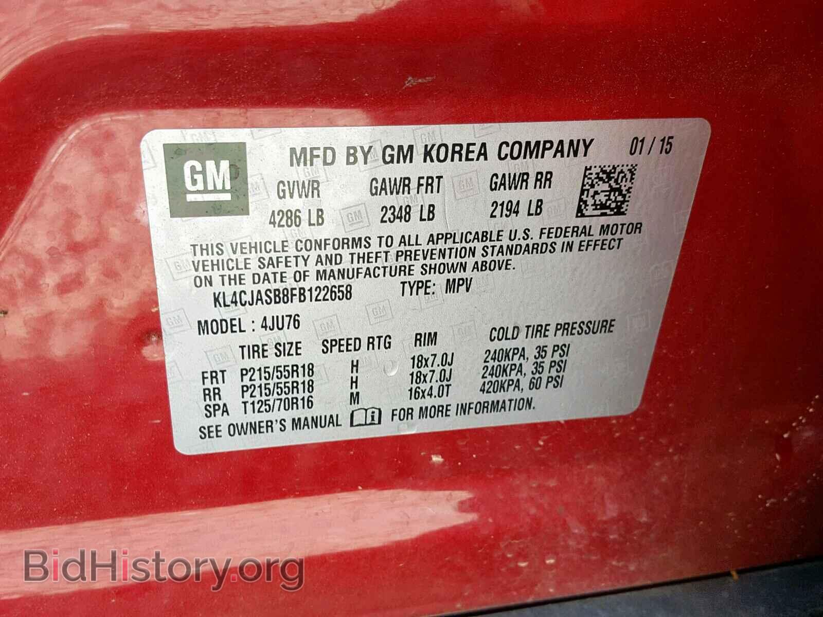 2015 BUICK ENCORE - VIN: KL4CJASB8FB122658 - Фото 10