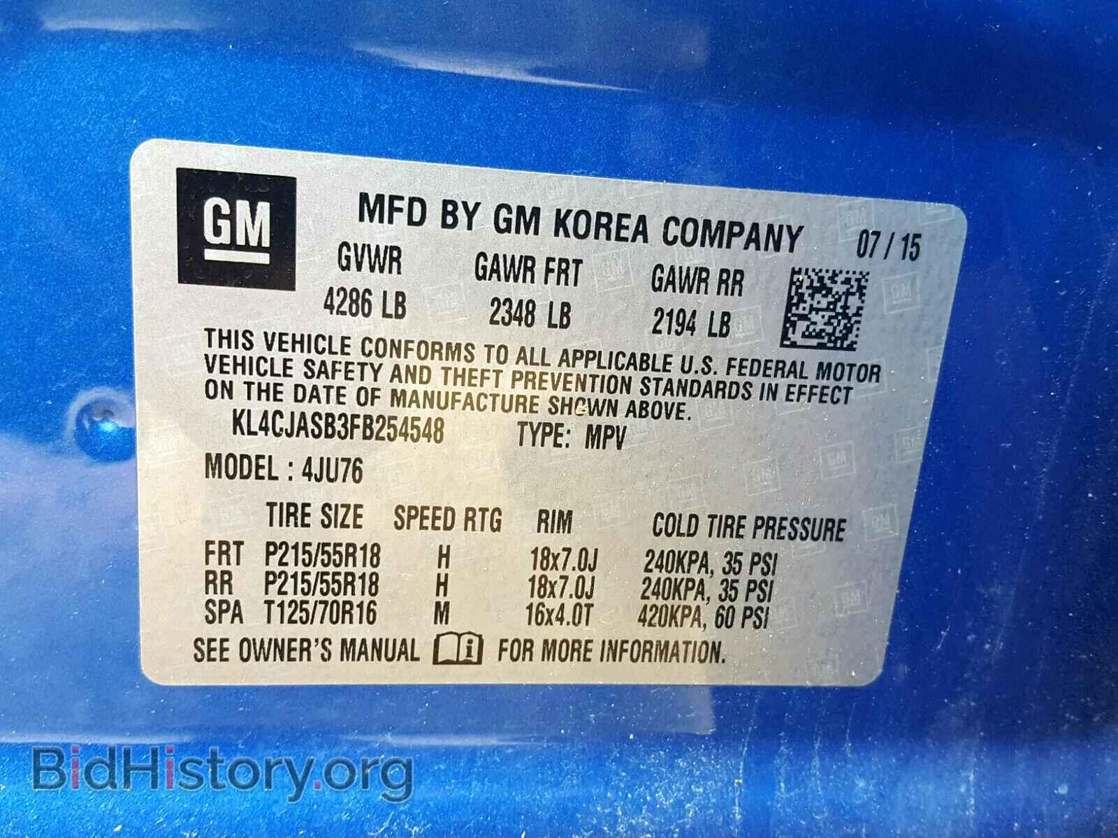 2015 BUICK ENCORE - VIN: KL4CJASB3FB254548 - Photo 10