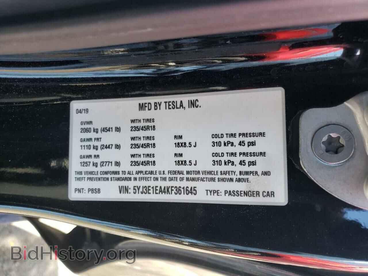 2019 TESLA MODEL 3 - VIN: 5YJ3E1EA4KF361645 - Photo 10