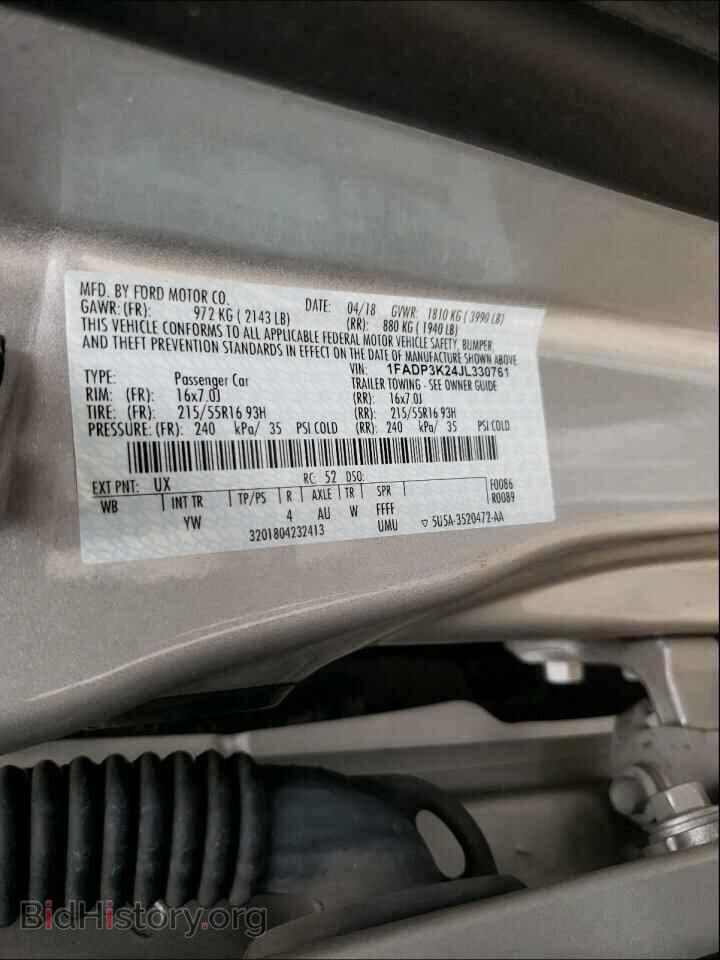 2018 FORD FOCUS - VIN: 1FADP3K24JL330761 - Фото 10