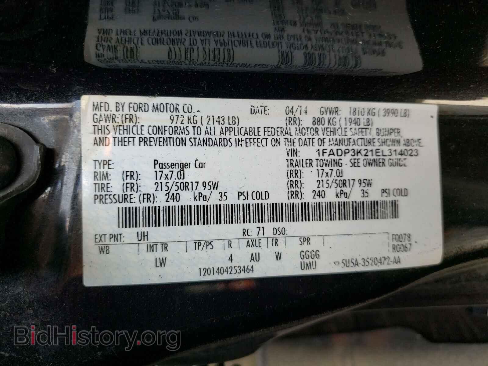 2014 FORD FOCUS - VIN: 1FADP3K21EL314023 - Photo 10