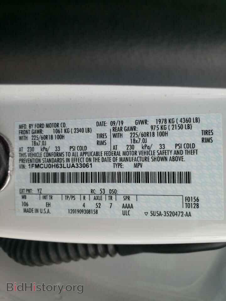 2020 FORD ESCAPE - VIN: 1FMCU0H63LUA33061 - Photo 10