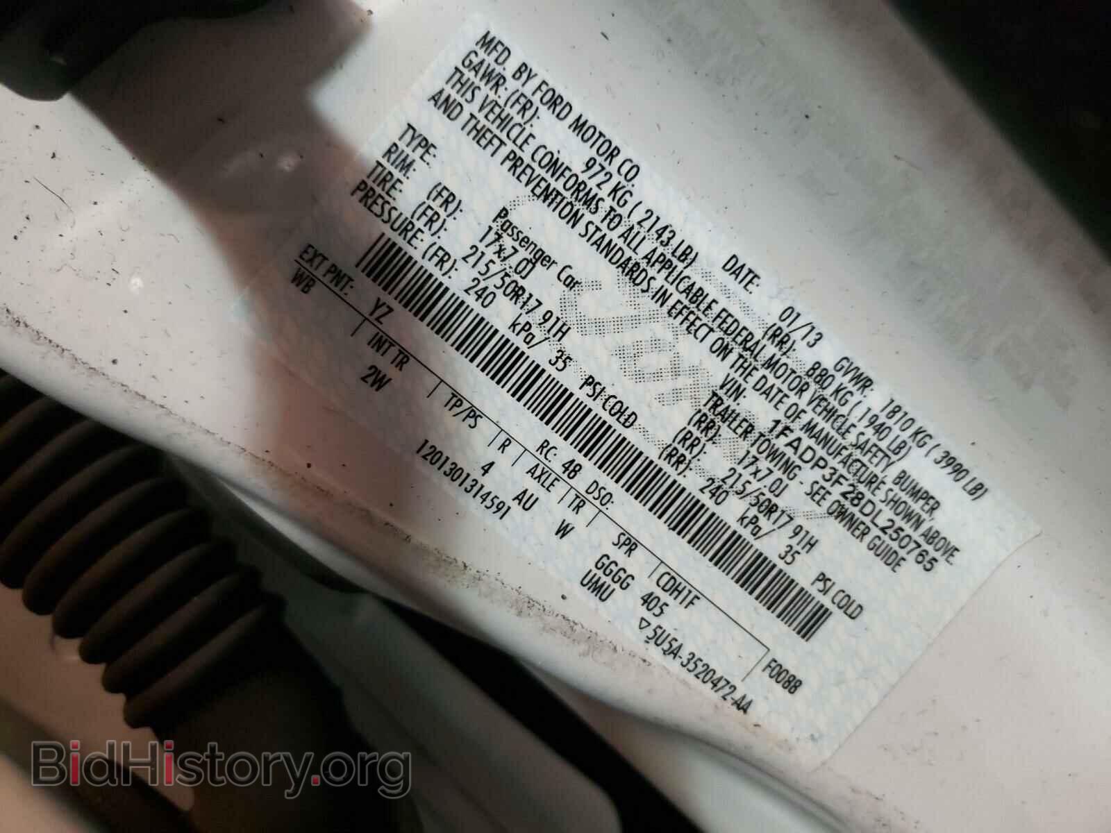 2013 FORD FOCUS - VIN: 1FADP3F28DL250765 - Фото 10