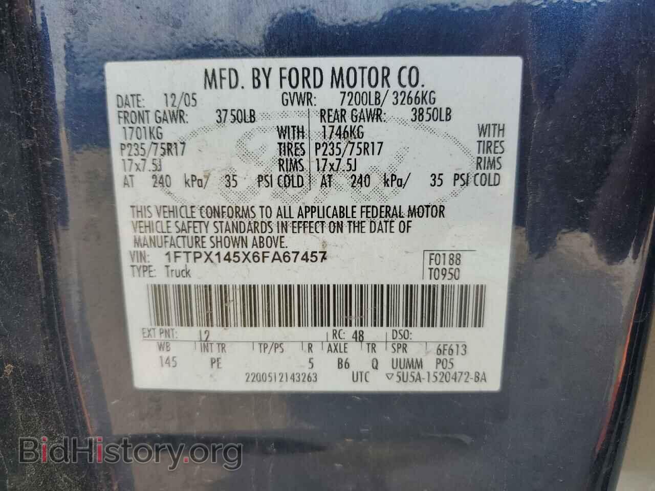 2006 FORD All Models - VIN: 1FTPX145X6FA67457 - Фото 13