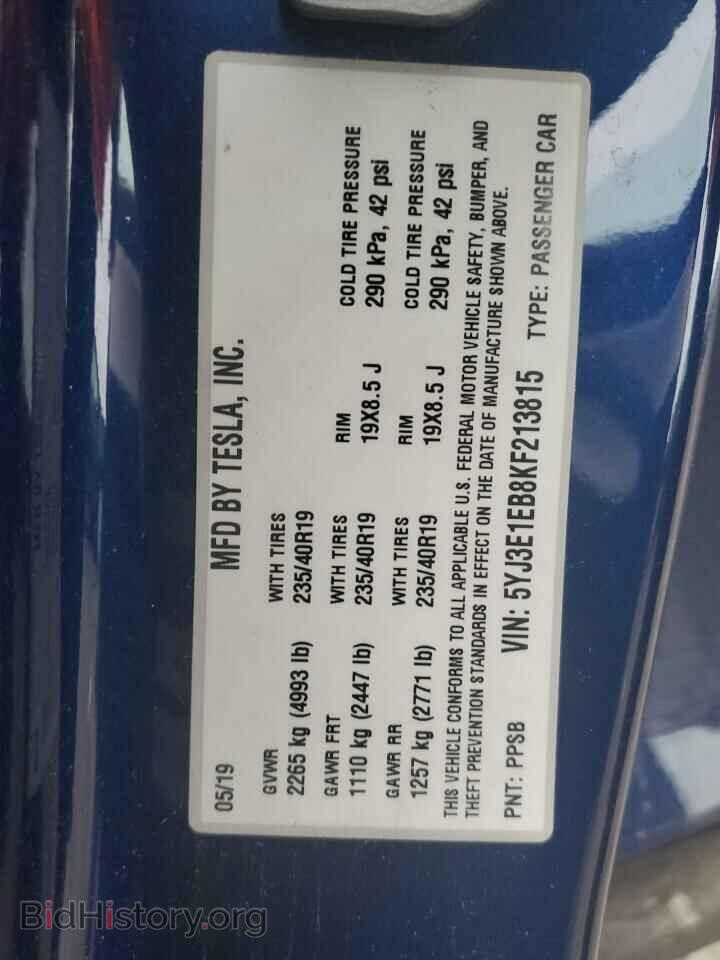 2019 TESLA MODEL 3 - VIN: 5YJ3E1EB8KF213815 - Фото 12