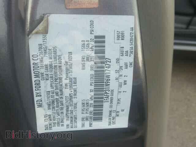 2006 FORD FOCUS - VIN: 1FAFP31N96W174727 - Фото 10