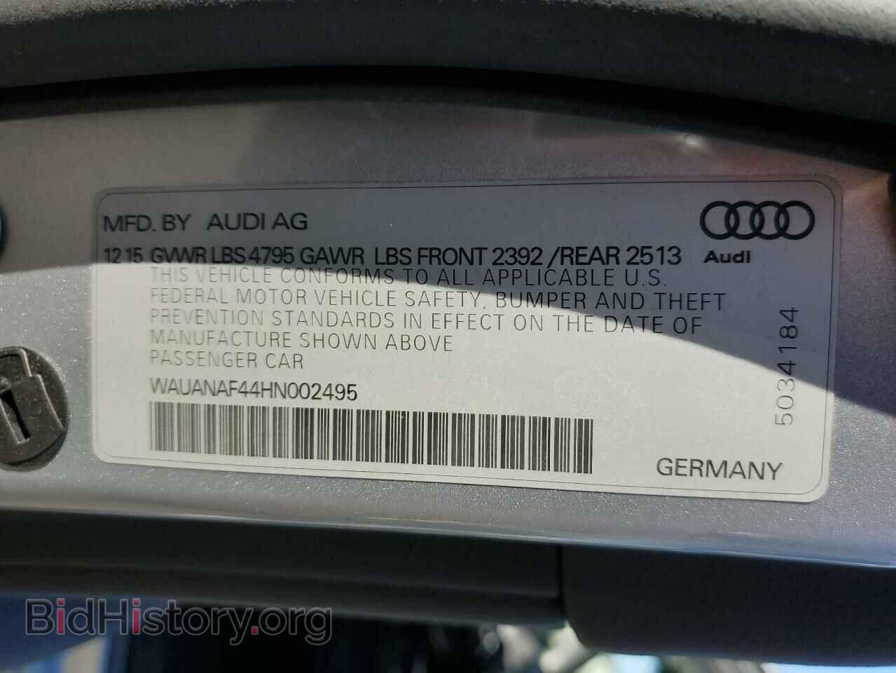 2017 AUDI A4 - VIN: WAUANAF44HN002495 - Фото 12