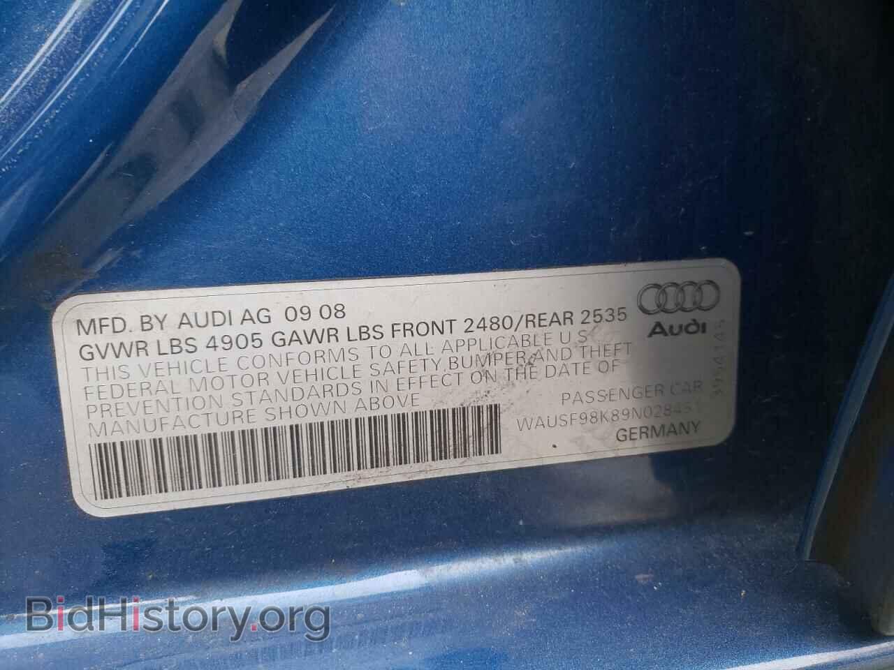 2009 AUDI A4 - VIN: WAUSF98K89N028451 - Фото 10