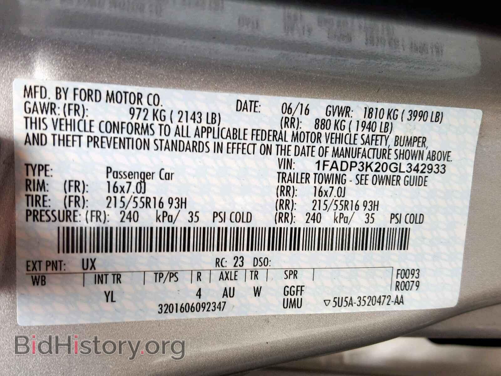 2016 FORD FOCUS SE - VIN: 1FADP3K20GL342933 - Фото 10