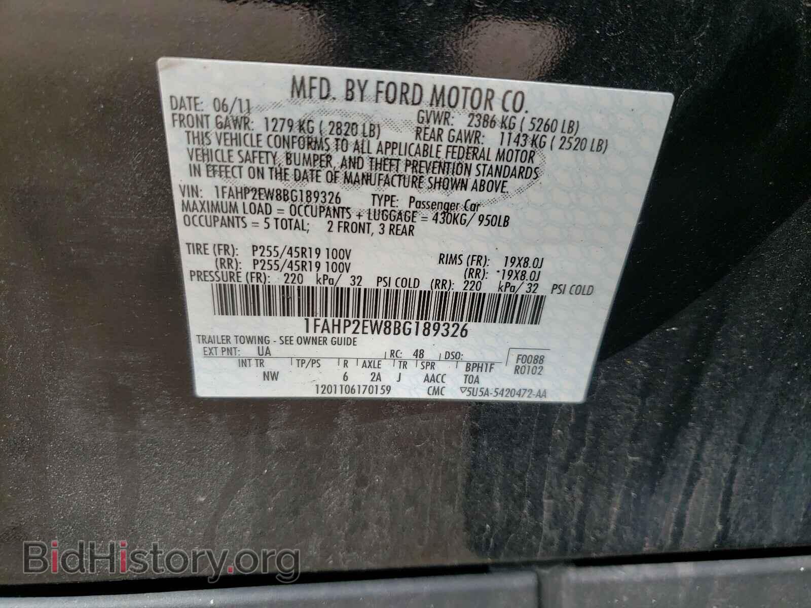 2011 FORD TAURUS - VIN: 1FAHP2EW8BG189326 - Photo 10