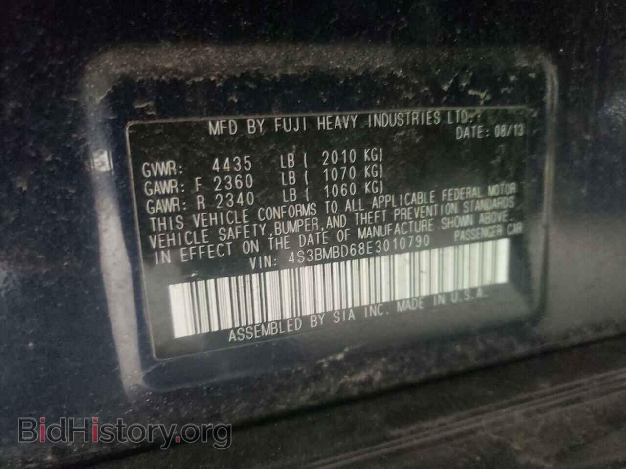 2014 SUBARU LEGACY - VIN: 4S3BMBD68E3010790 - Фото 10