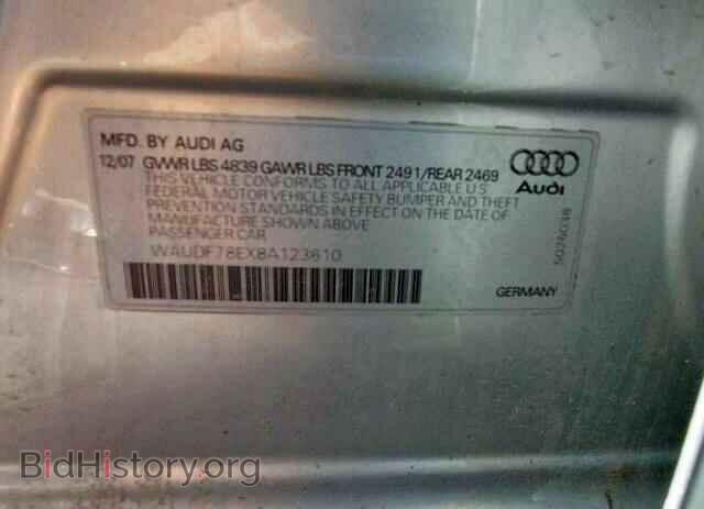 2008 AUDI A4 - VIN: WAUDF78EX8A123610 - Фото 10