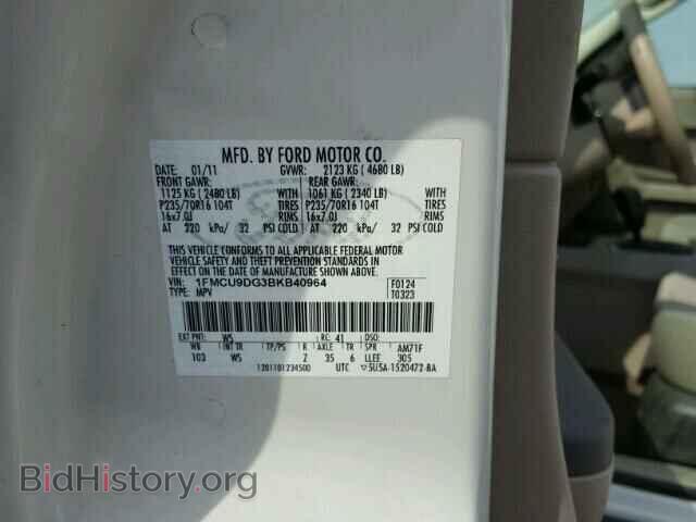 2011 FORD ESCAPE - VIN: 1FMCU9DG3BKB40964 - Фото 10